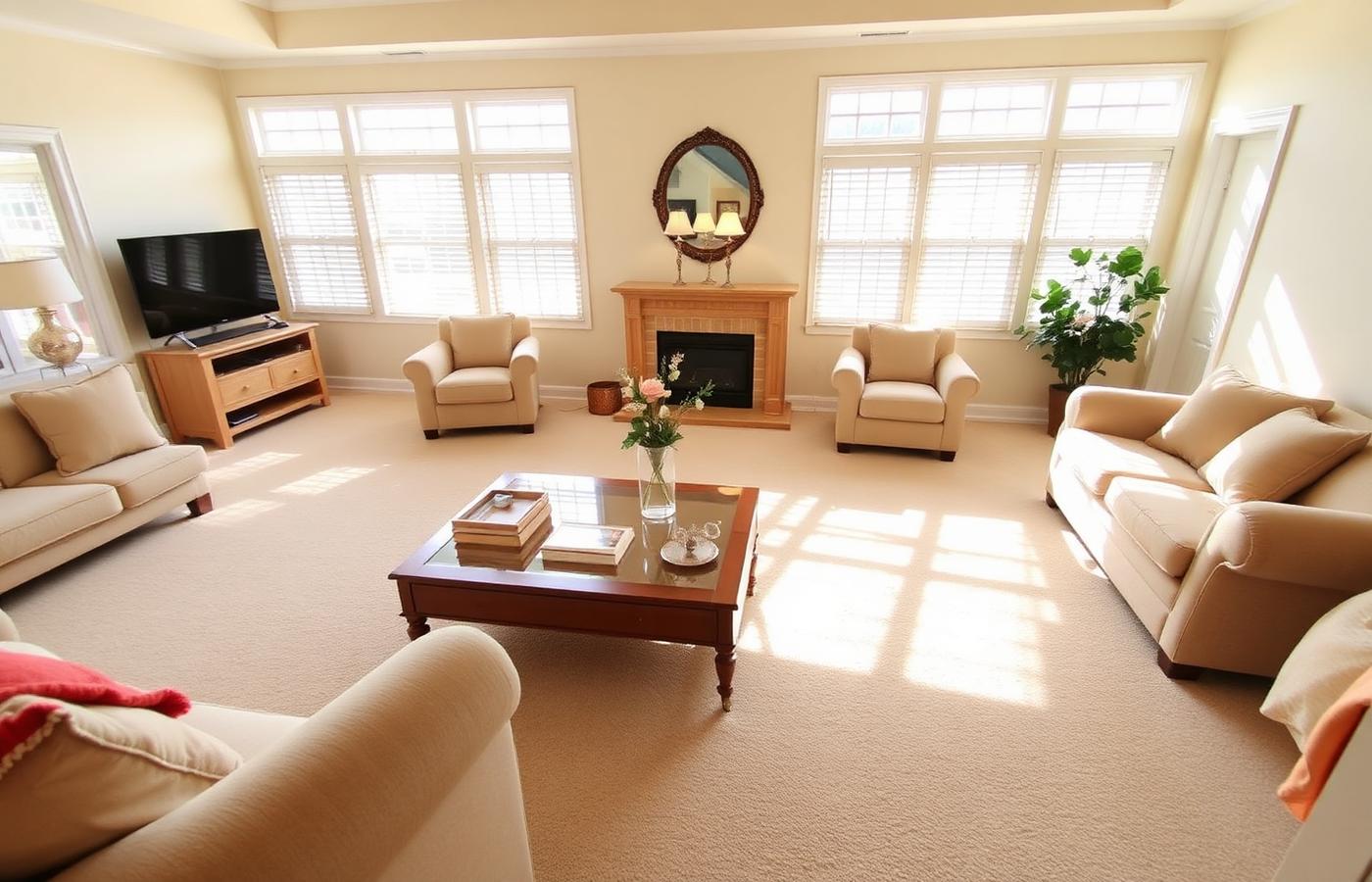 Living room after professional deep cleaning